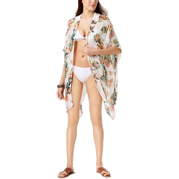 INC International Concepts Other - 4/$25 INC Tropical Crochet Kimono & Cover-Up White